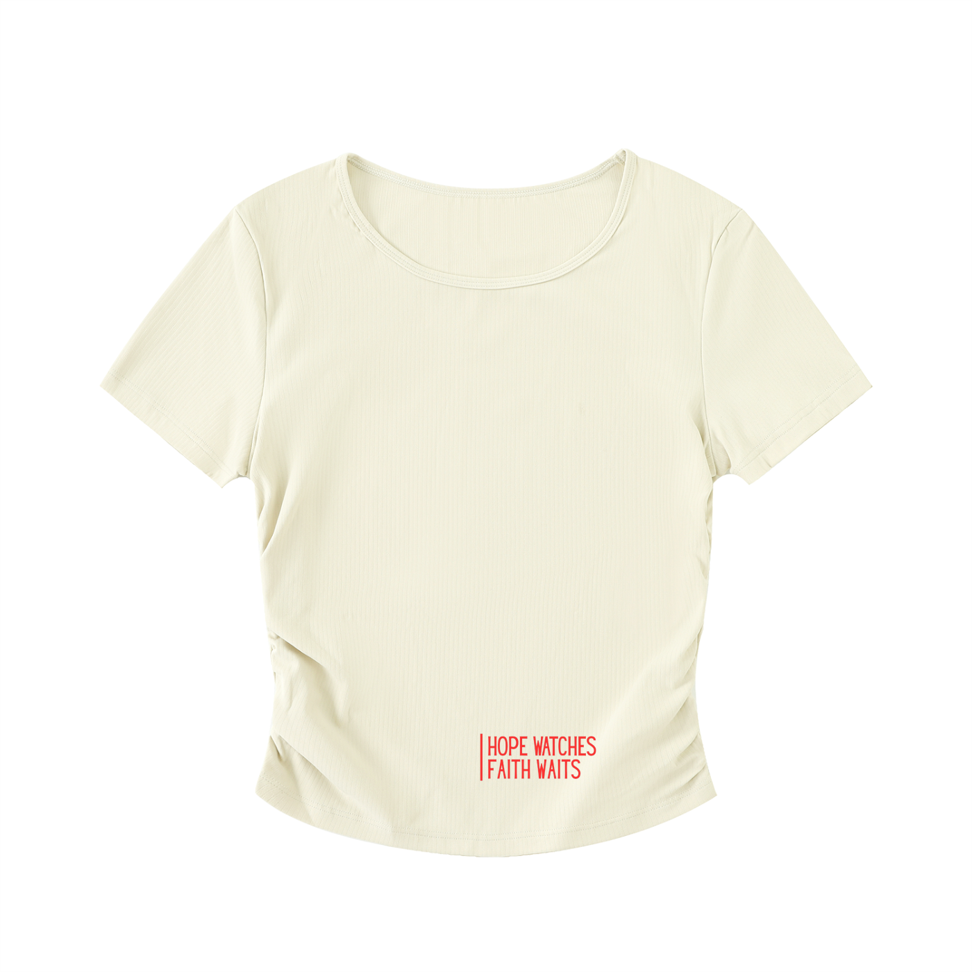 M77 women's hope watches Faith waits fitted tee