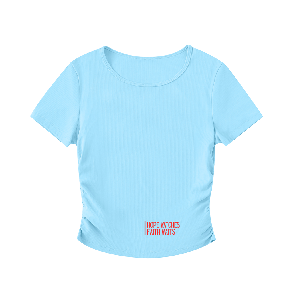 M77 women's hope watches Faith waits fitted tee