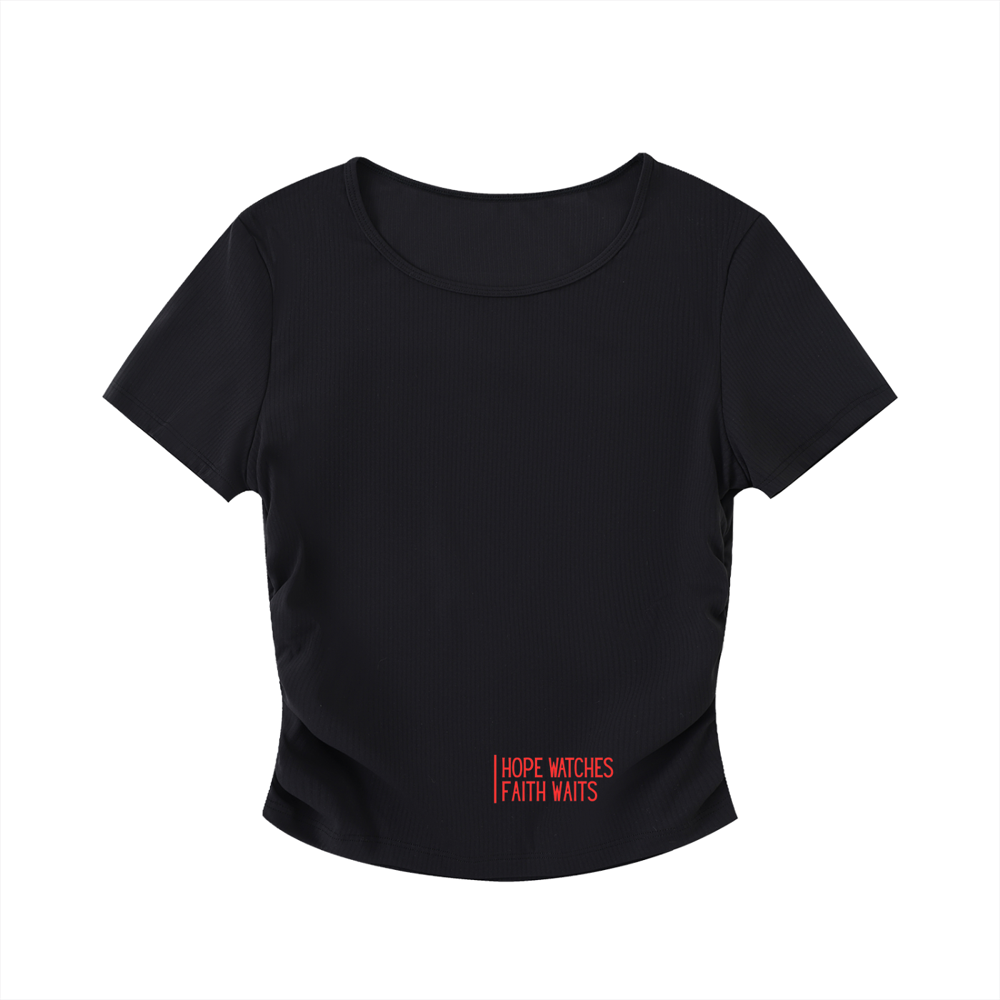 M77 women's hope watches Faith waits fitted tee